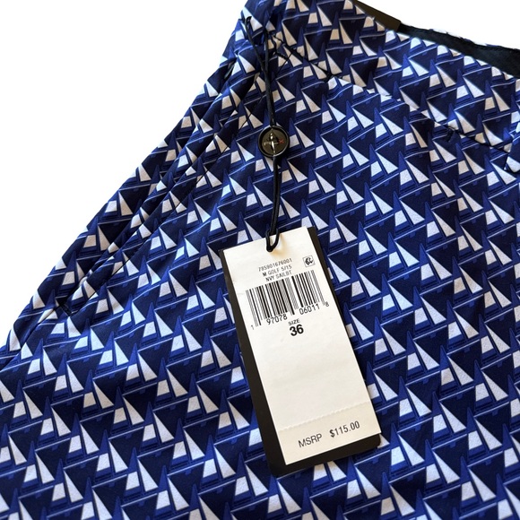 RLX Ralph Lauren Navy Golf Shorts Sz 36 - Tailored Flat Front Walking Shorts - Picture 3 of 3